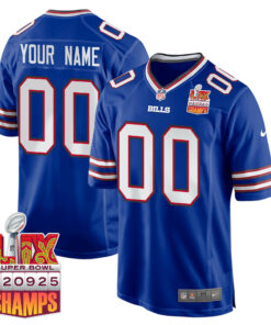 Buffalo Bills Super Bowl LIX Champions Patch Game Men Custom Jersey - Royal JS8632 nicesnker