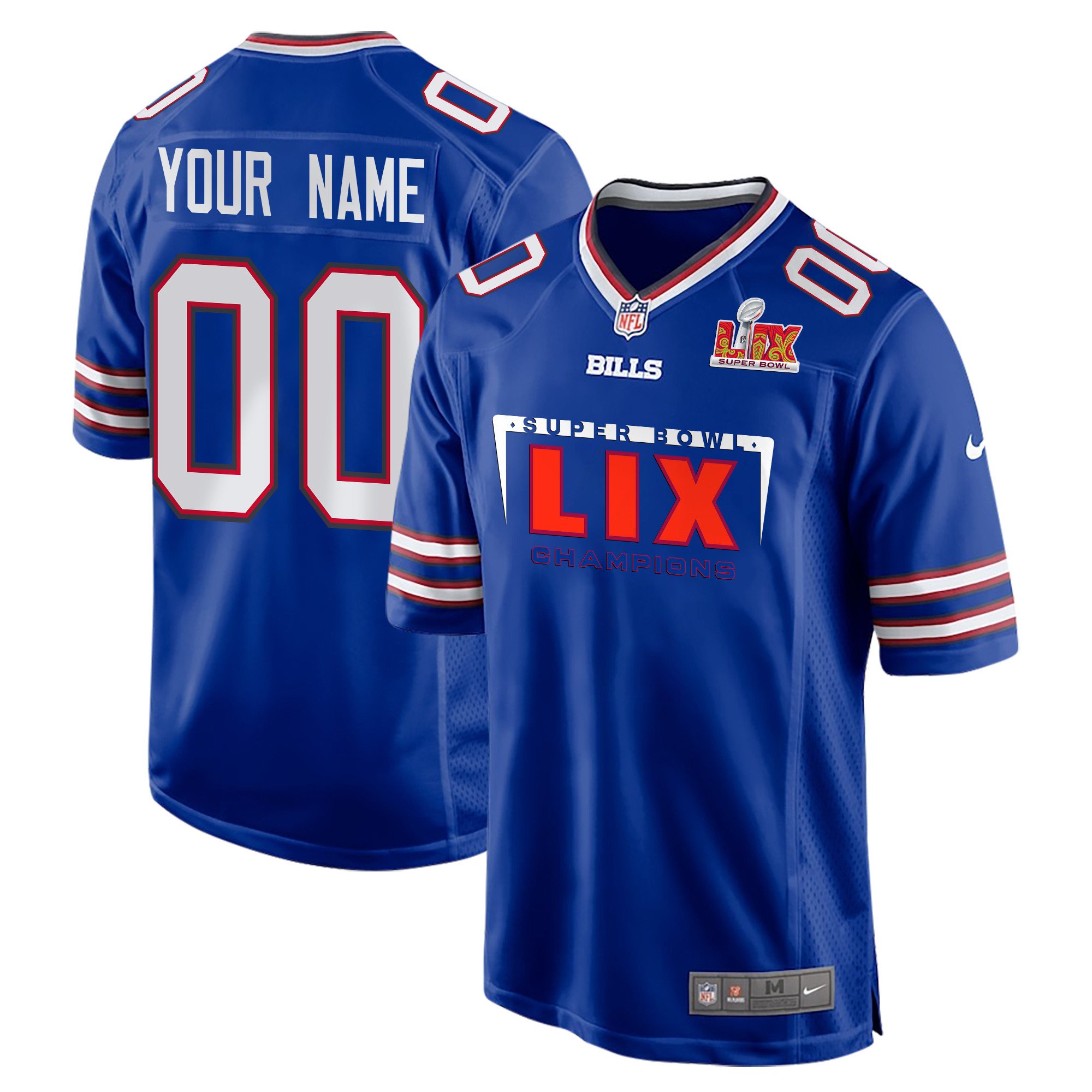 Buffalo Bills Super Bowl LIX Champions Simple Style Game Men Custom Jersey - Royal JS9144 nicesnker