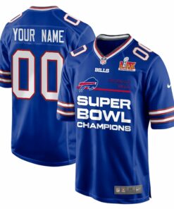 Buffalo Bills Super Bowl LIX Champions Straight Text Game Men Custom Jersey - Royal JS3374 nicesnker