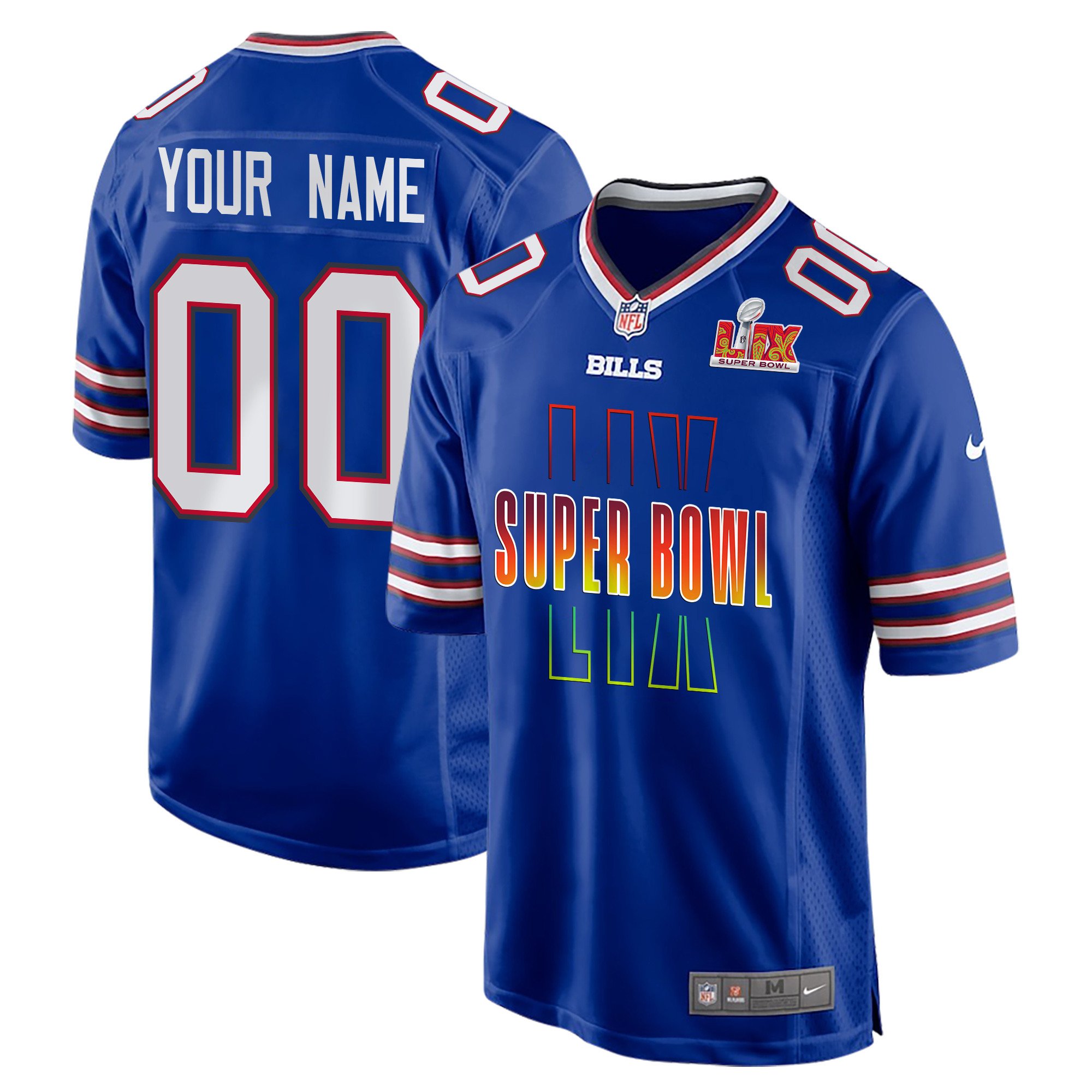 Buffalo Bills Super Bowl LIX Game Men Custom Jersey - Royal JS9649 nicesnker