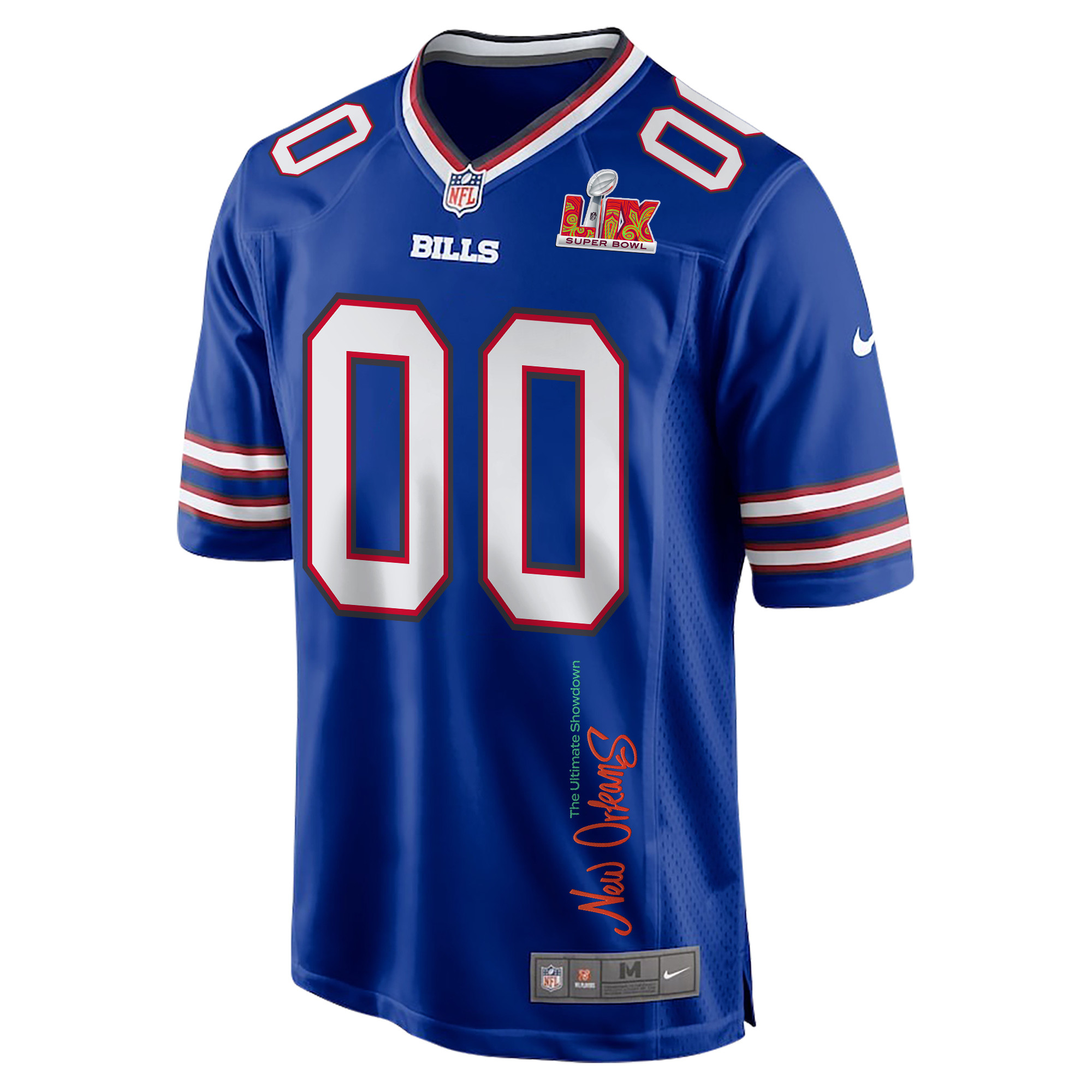 Buffalo Bills Super Bowl LIX 'New Orleans - The Ultimate Showdown' EMBROIDERED Game Men Custom Jersey - Royal JS3455 nicesnker - Image 3