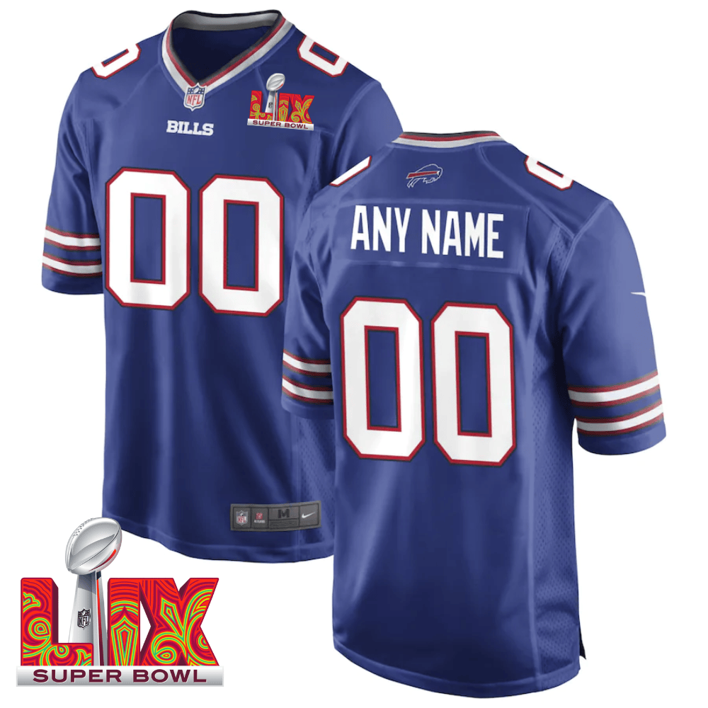 Buffalo Bills Super Bowl LIX Patch Game Men Custom Jersey - Royal JS2605 nicesnker