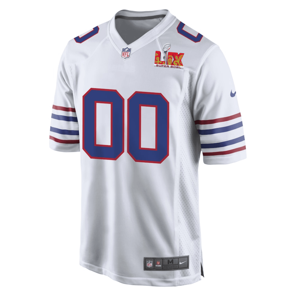Buffalo Bills Super Bowl LIX Patch Game Men Custom Jersey - White JS3705 nicesnker - Image 2