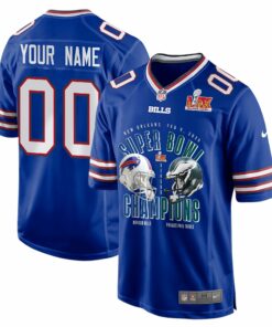 Buffalo Bills Vs. Philadelphia Eagles Super Bowl LIX Game Men Custom Jersey - Royal JS2793 nicesnker