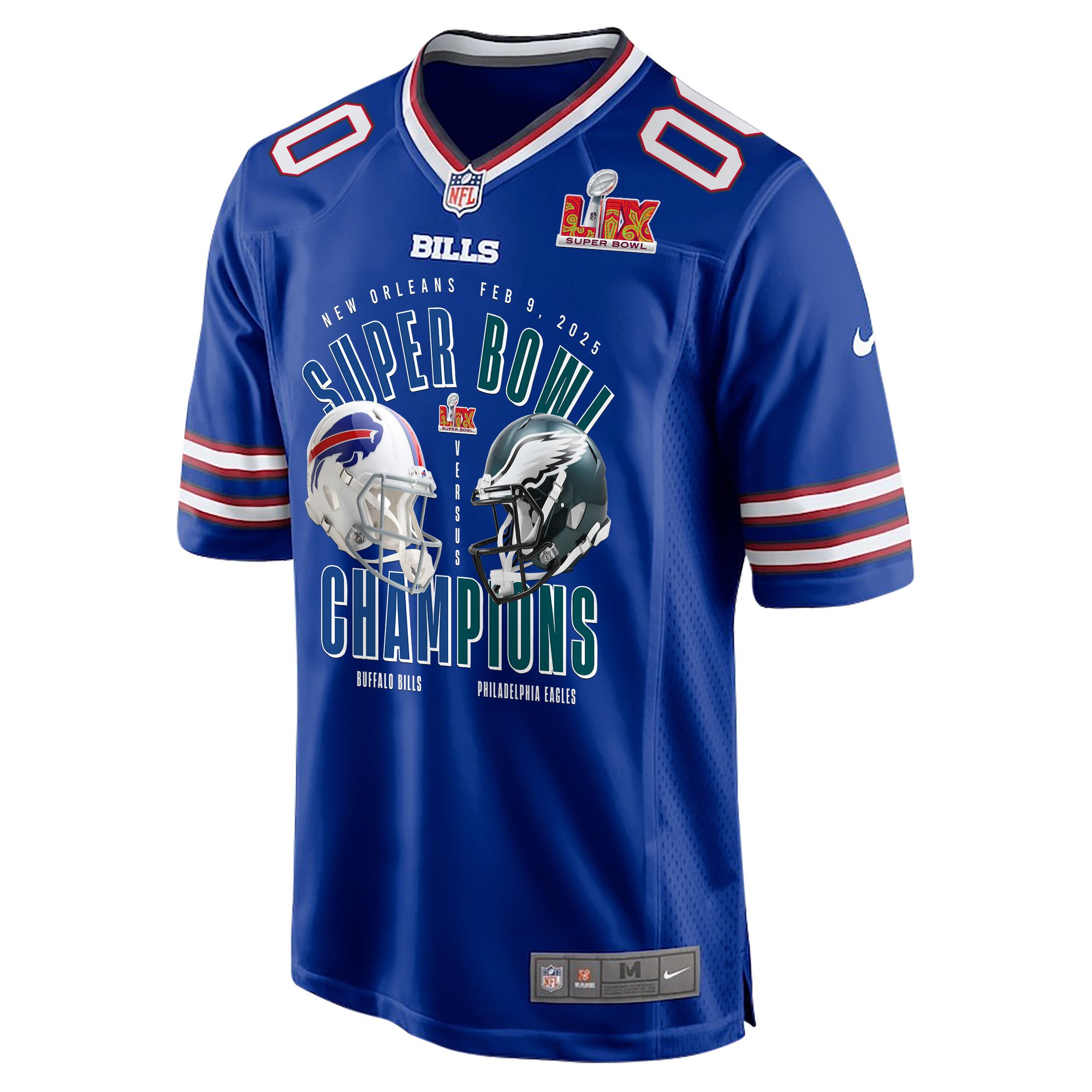 Buffalo Bills Vs. Philadelphia Eagles Super Bowl LIX Game Men Custom Jersey - Royal JS2793 nicesnker - Image 2