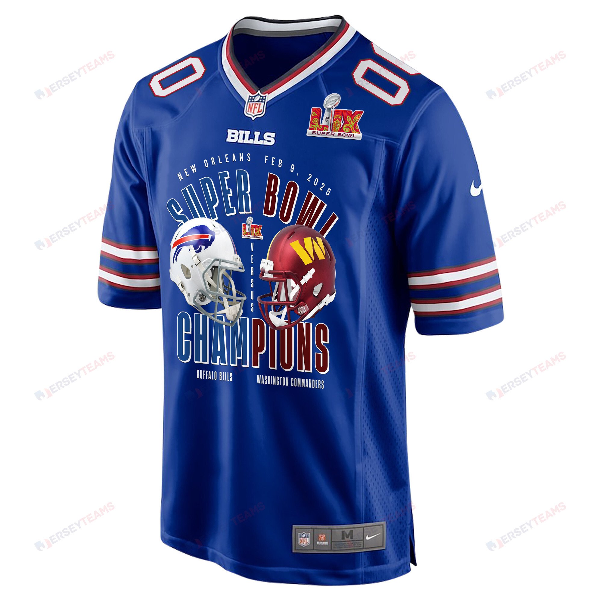 Buffalo Bills Vs. Washington Commanders Super Bowl LIX Game Men Custom Jersey - Royal JS5931 nicesnker