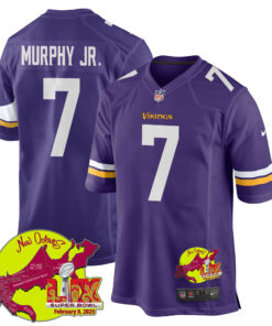 Byron Murphy Jr. 7 Minnesota Vikings Super Bowl LIX New Orleans Patch Game Men Jersey - Purple JS3134 nicesnker
