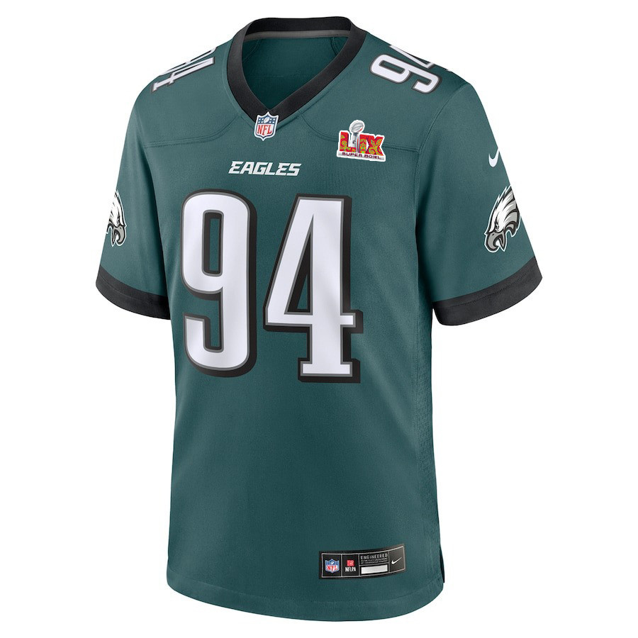 Byron Young #94 Philadelphia Eagles Super Bowl LIX YOUTH Jersey - Midnight Green JS7772 nicesnker - Image 2