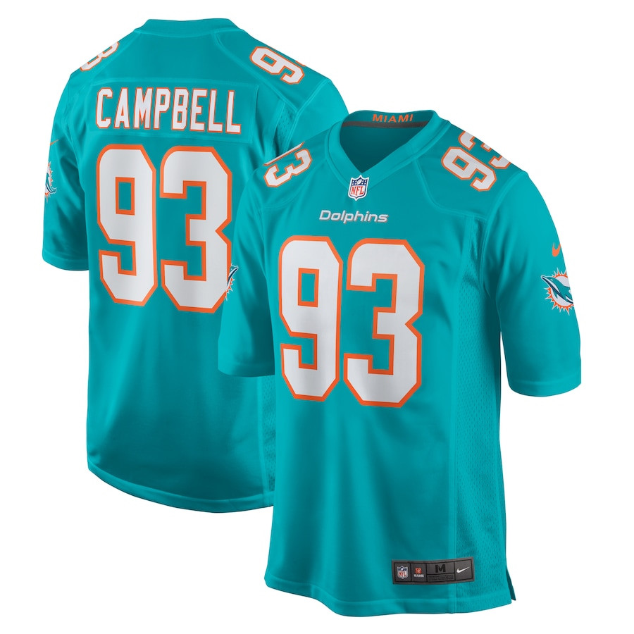 Calais Campbell 93 Miami Dolphins Game Men Jersey - Aqua JS8301 nicesnker