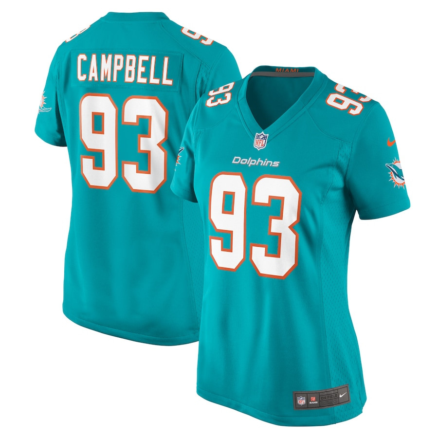 Calais Campbell 93 Miami Dolphins Women's Game Jersey - Aqua JS7828 nicesnker