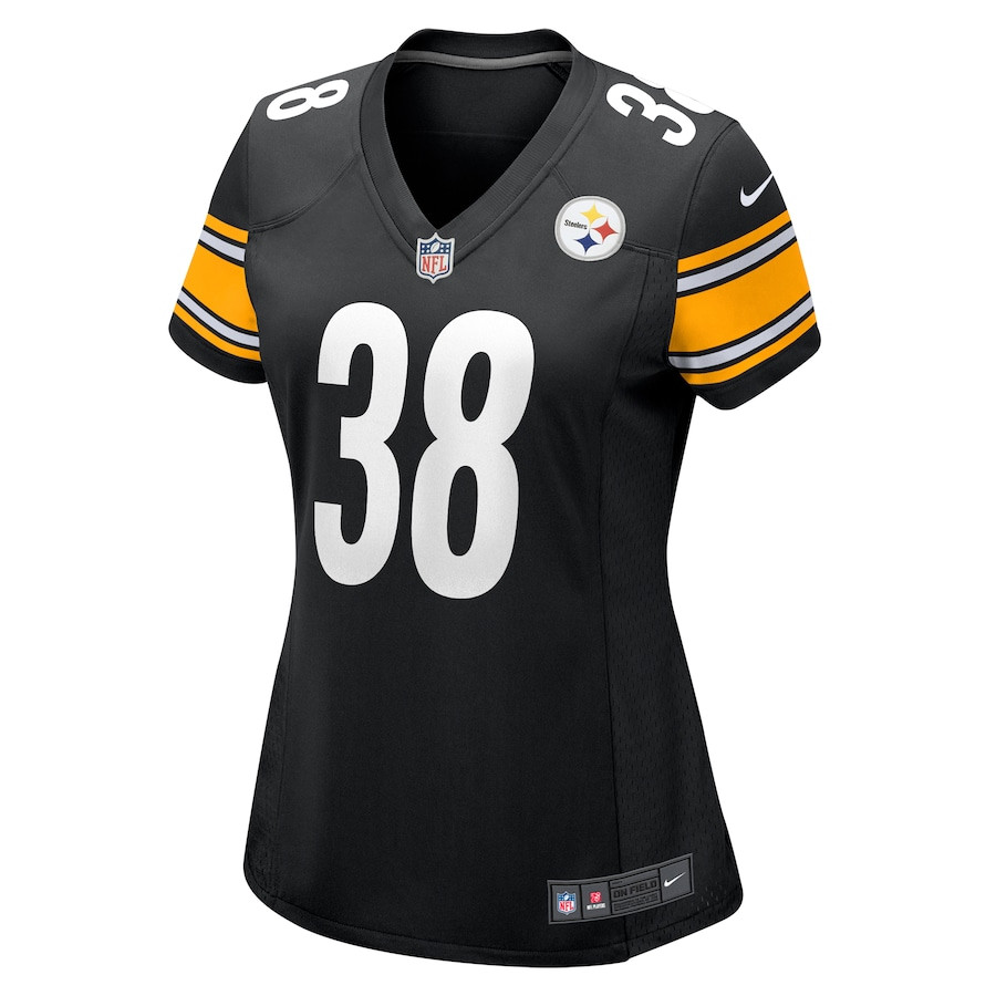 Caleb Johnson 38 Pittsburgh Steelers Game Women Jersey - Black JS9238 nicesnker - Image 2