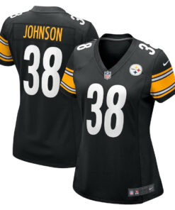 Caleb Johnson 38 Pittsburgh Steelers Game Women Jersey - Black JS9238 nicesnker