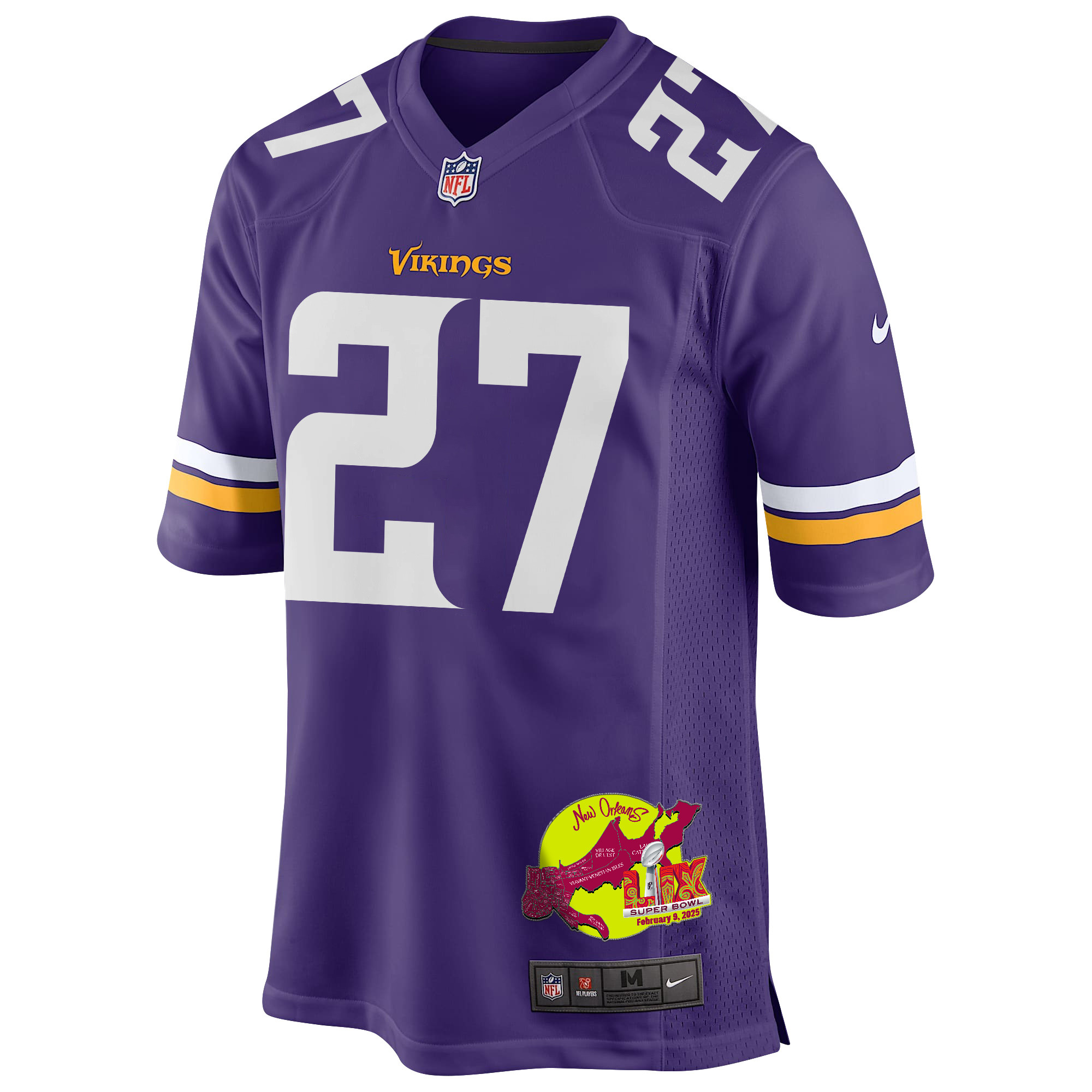 Cam Akers 27 Minnesota Vikings Super Bowl LIX New Orleans Patch Game Men Jersey - Purple JS9387 nicesnker - Image 3