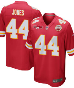 Cam Jones 44 Kansas City Chiefs AFC Champions Patch Game Men Jersey - Red JS8391 nicesnker