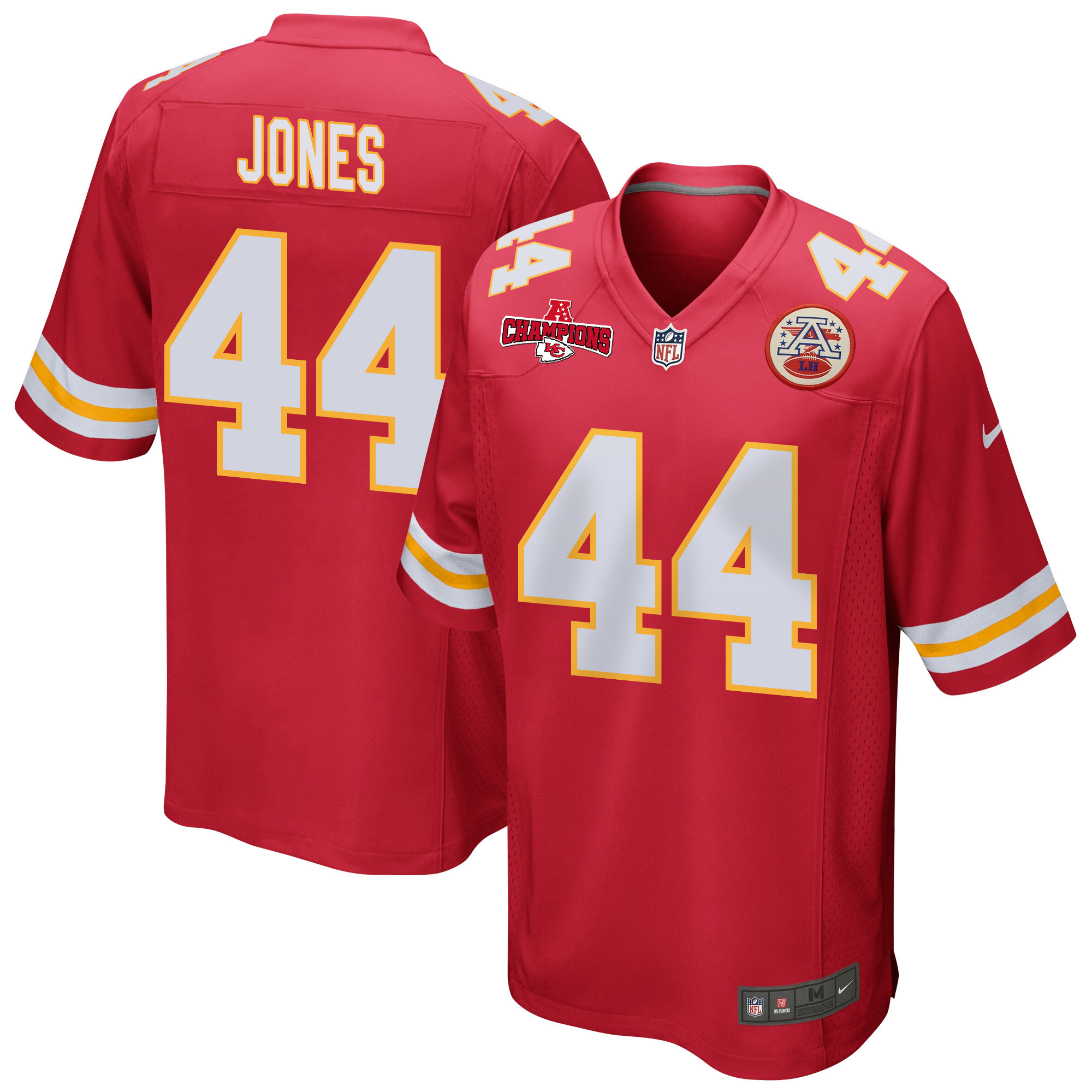 Cam Jones 44 Kansas City Chiefs AFC Champions Patch Game Men Jersey - Red JS8391 nicesnker