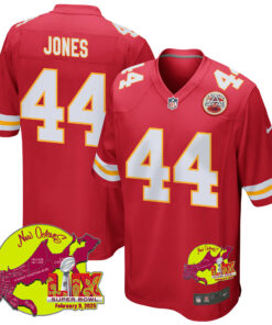 Cam Jones 44 Kansas City Chiefs Super Bowl LIX New Orleans Patch Game Men Jersey - Red JS2936 nicesnker