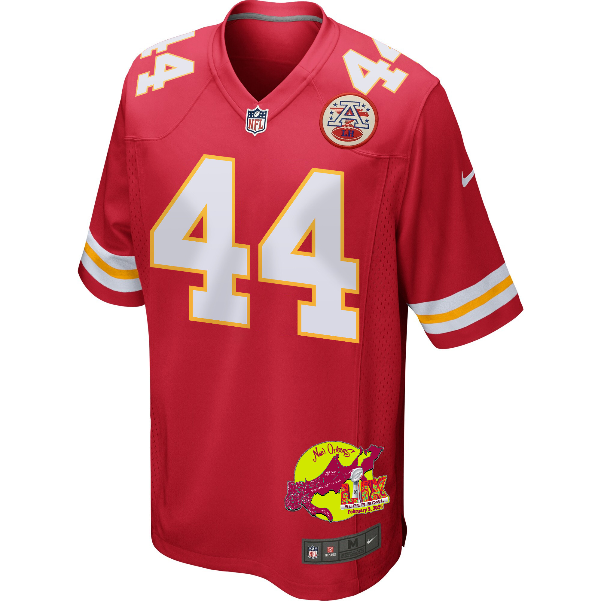 Cam Jones 44 Kansas City Chiefs Super Bowl LIX New Orleans Patch Game Men Jersey - Red JS2936 nicesnker - Image 3