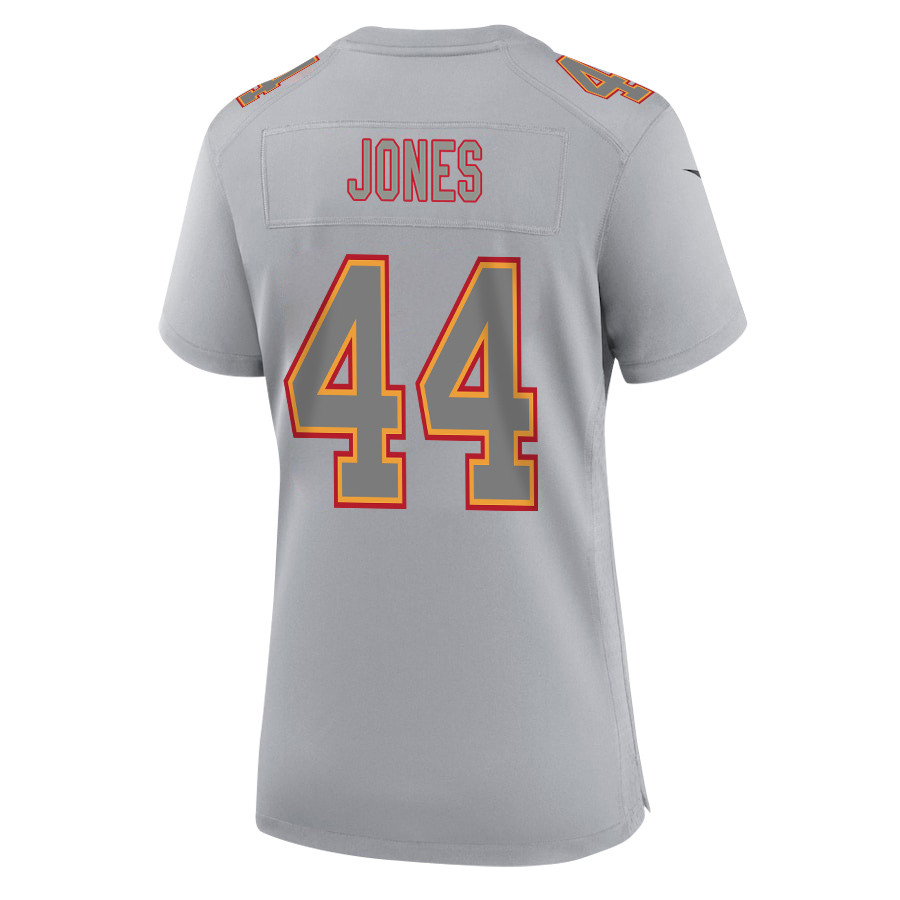 Cam Jones 44 Kansas City Chiefs Super Bowl LVIII Champions 4 Stars Patch Atmosphere Fashion Game Women Jersey - Gray JS4230 nicesnker - Image 3