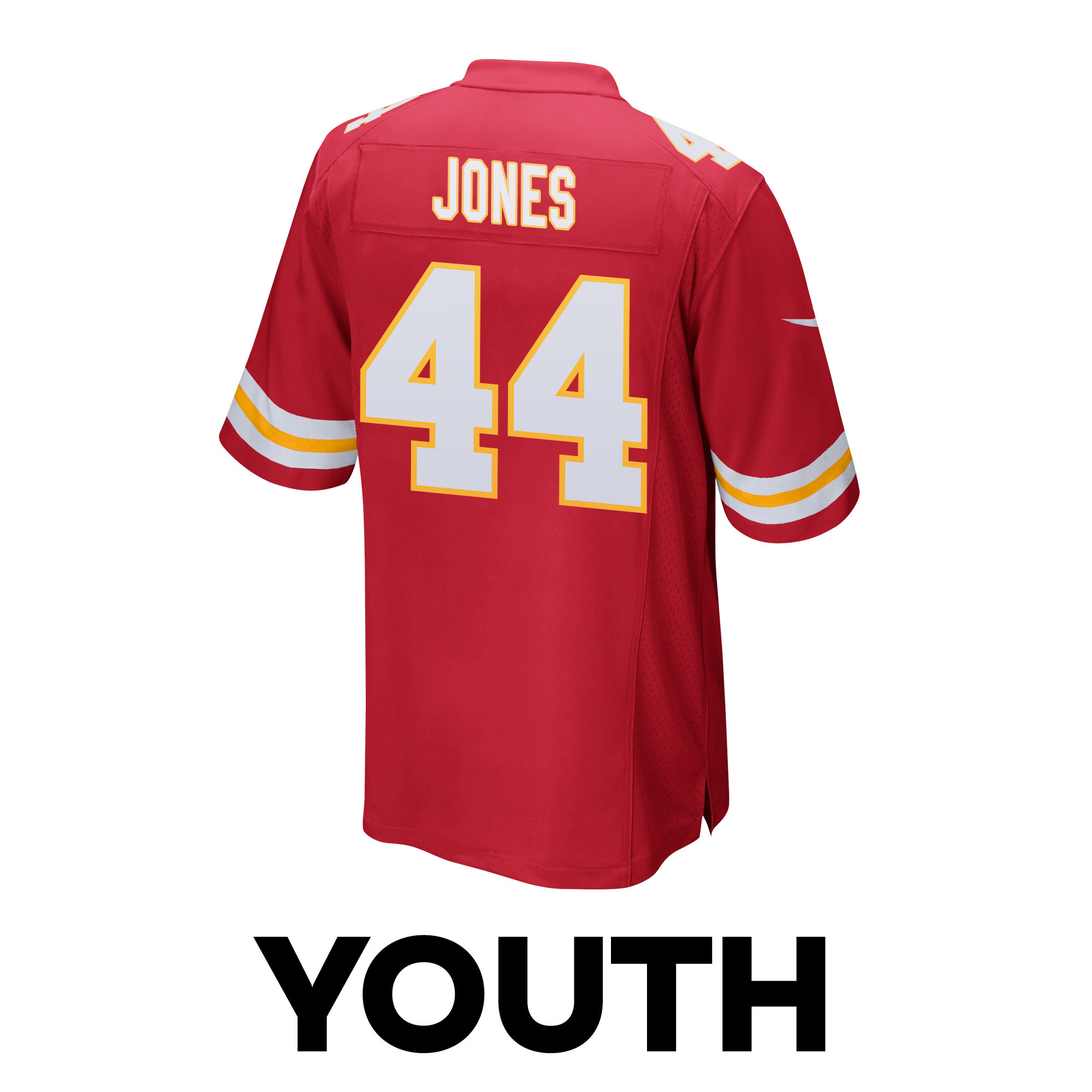 Cam Jones 44 Kansas City Chiefs Super Bowl LVIII Champions 4 Stars Patch Game YOUTH Jersey - Red JS4247 nicesnker - Image 3