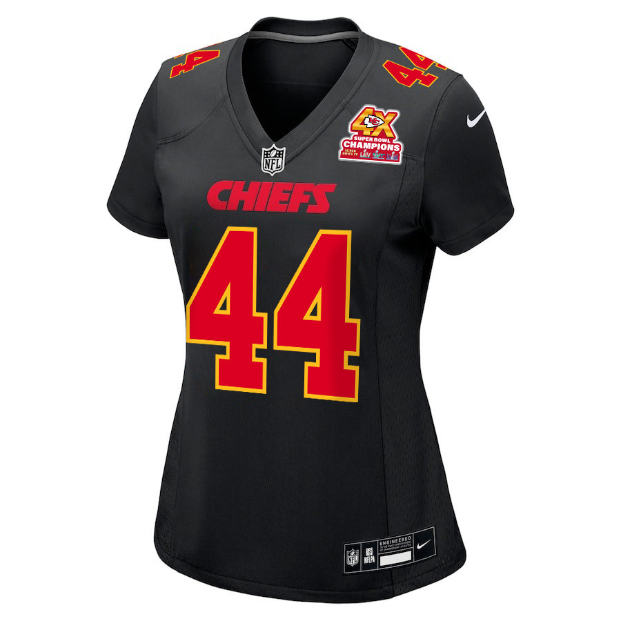 Cam Jones 44 Kansas City Chiefs Super Bowl LVIII Champions 4X Fashion Game Women Jersey - Carbon Black JS1174 nicesnker - Image 2