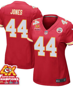 Cam Jones 44 Kansas City Chiefs Super Bowl LVIII Champions 4X Game Women Jersey - Red JS9867 nicesnker