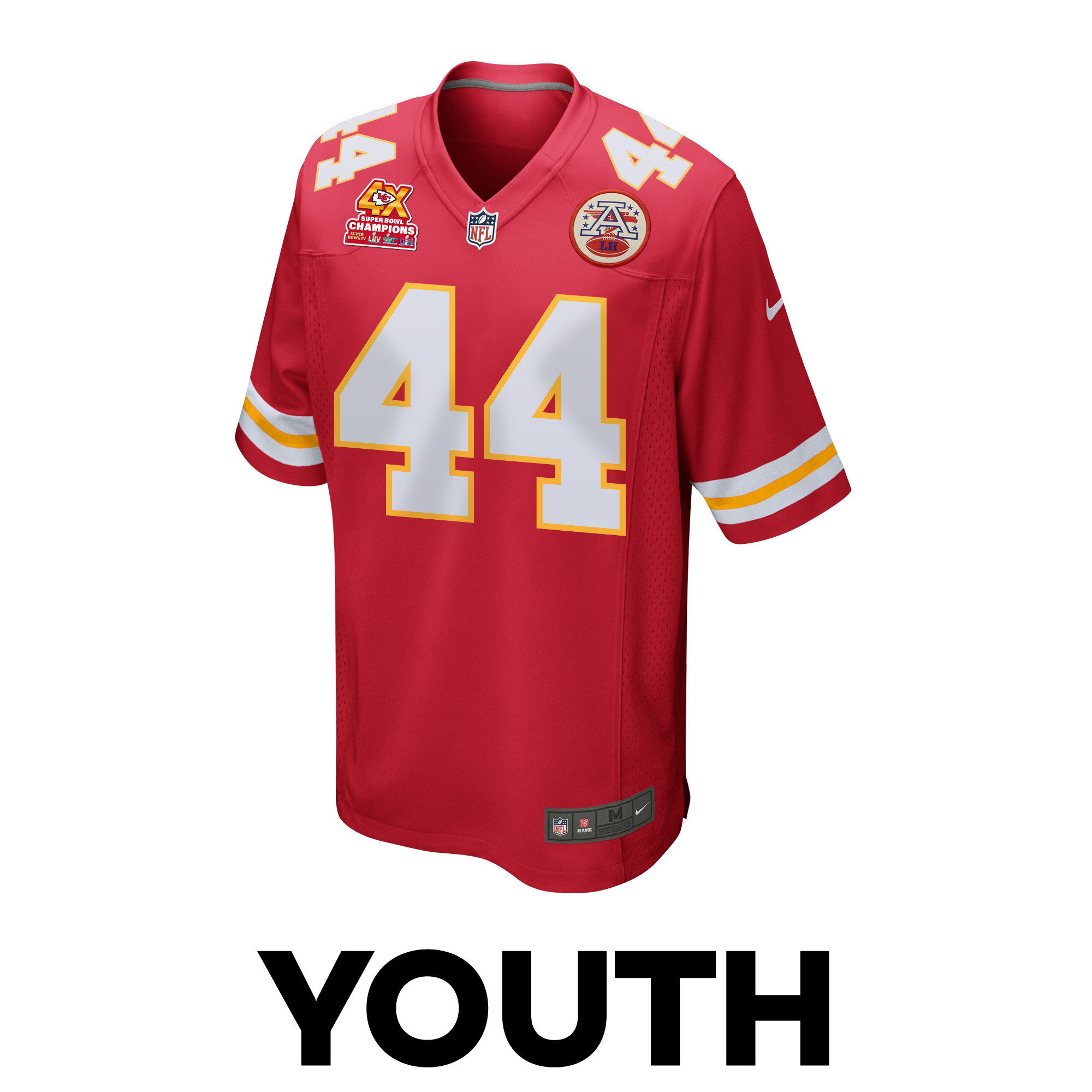 Cam Jones 44 Kansas City Chiefs Super Bowl LVIII Champions 4X Game YOUTH Jersey - Red JS5281 nicesnker - Image 2