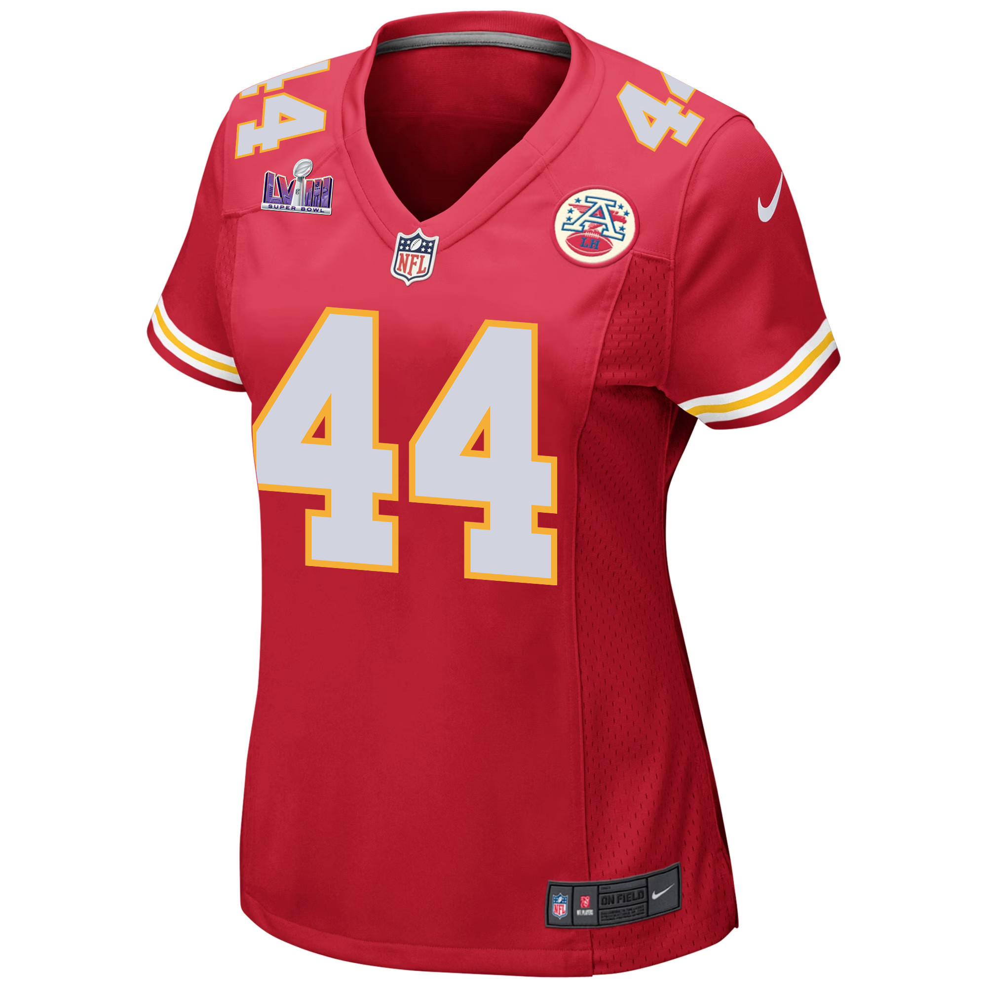 Cam Jones 44 Kansas City Chiefs Super Bowl LVIII Patch Game Women Jersey - Red JS4294 nicesnker - Image 2
