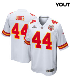Cam Jones 44 Kansas City Chiefs Super Bowl LVIII Patch Game YOUTH Jersey - White JS1281 nicesnker