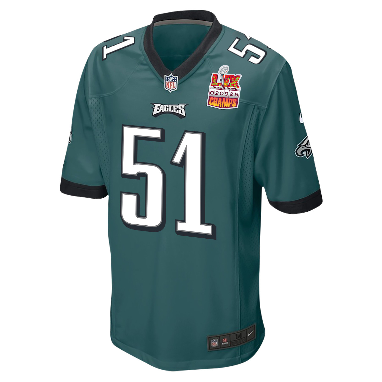 Cam Jurgens 51 Philadelphia Eagles Super Bowl LIX Champions Patch Game Men Jersey - Midnight Green JS1584 nicesnker - Image 3