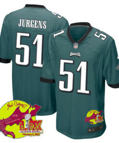 Cam Jurgens 51 Philadelphia Eagles Super Bowl LIX New Orleans Patch Game Men Jersey - Midnight Green JS5859 nicesnker