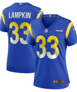 Cam Lampkin 33 Los Angeles Rams Women's Game Jersey - Royal JS4942 nicesnker