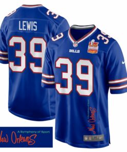 Cam Lewis 39 Buffalo Bills Super Bowl LIX Champions Patch 'New Orleans - A Symphony of Sport' EMBROIDERED Game Men Jersey - Royal JS3045 nicesnker