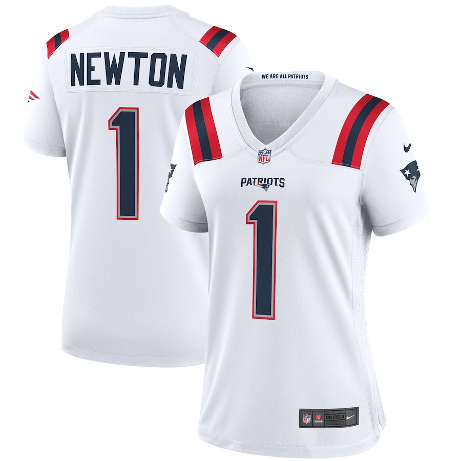 Cam Newton 1 New England Patriots Women Game Jersey - White JS8943 nicesnker