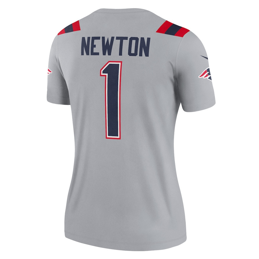 Cam Newton 1 New England Patriots Women Inverted Legend Jersey - Gray JS8778 nicesnker - Image 3