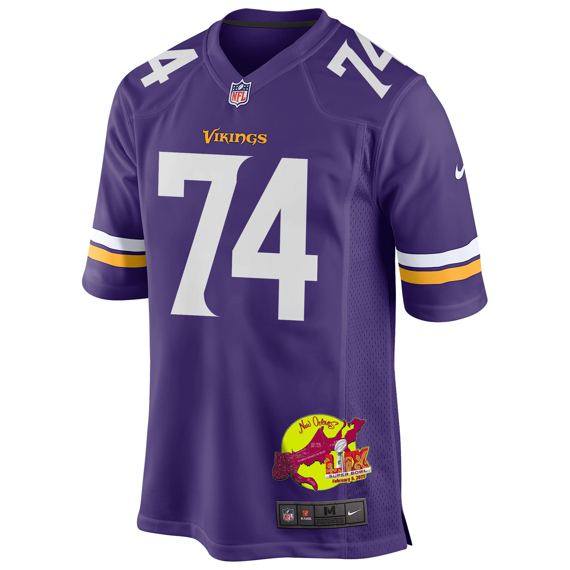 Cam Robinson 74 Minnesota Vikings Super Bowl LIX New Orleans Patch Game Men Jersey - Purple JS6223 nicesnker - Image 3