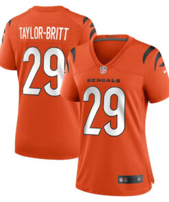 Cam Taylor-Britt 29 Cincinnati Bengals Alternate Game Women Jersey - Orange JS2493 nicesnker