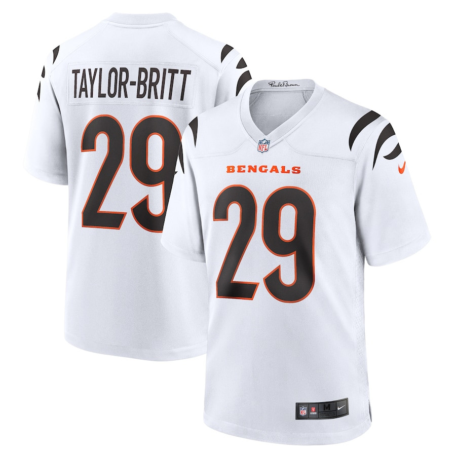 Cam Taylor-Britt 29 Cincinnati Bengals Game Men Jersey - White JS6840 nicesnker