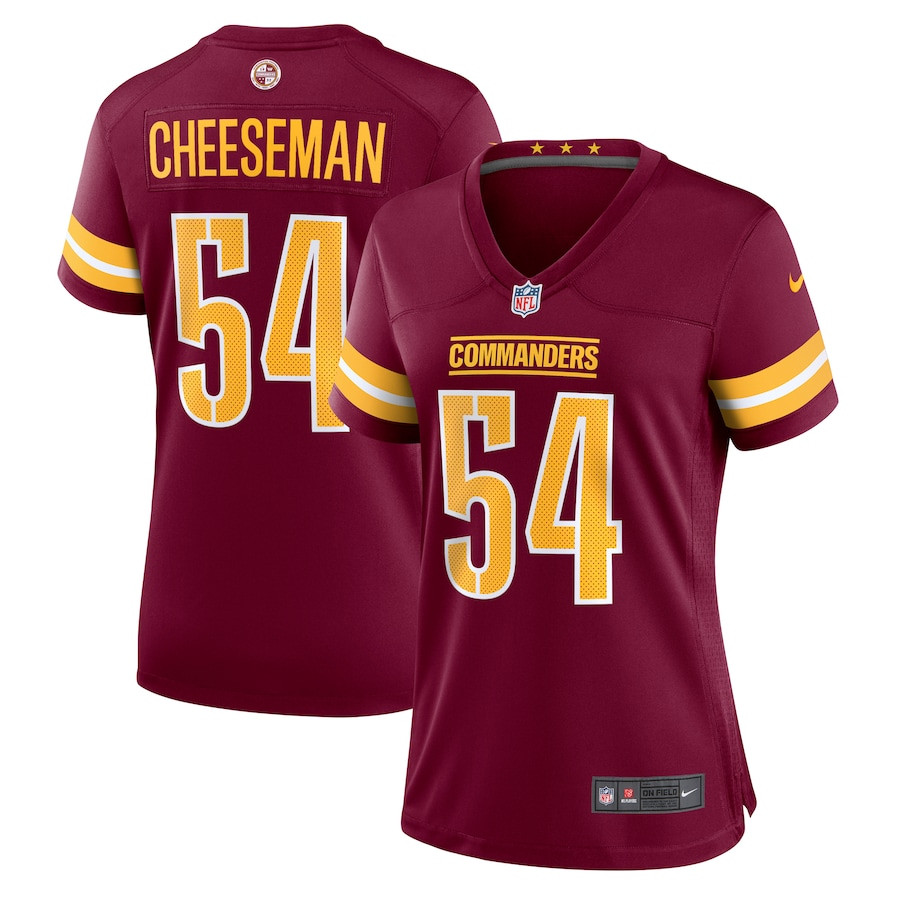 Camaron Cheeseman 54 Washington Commanders Women Game Jersey - Burgundy JS2146 nicesnker