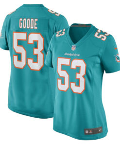 Cameron Goode 53 Miami Dolphins Women Game Jersey - Aqua JS7319 nicesnker