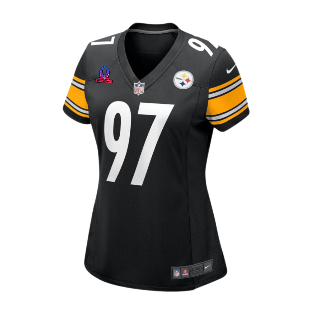 Cameron Heyward 97 Pittsburgh Steelers 2025 Pro Bowl Patch Women Game Jersey - Black JS4331 nicesnker - Image 3
