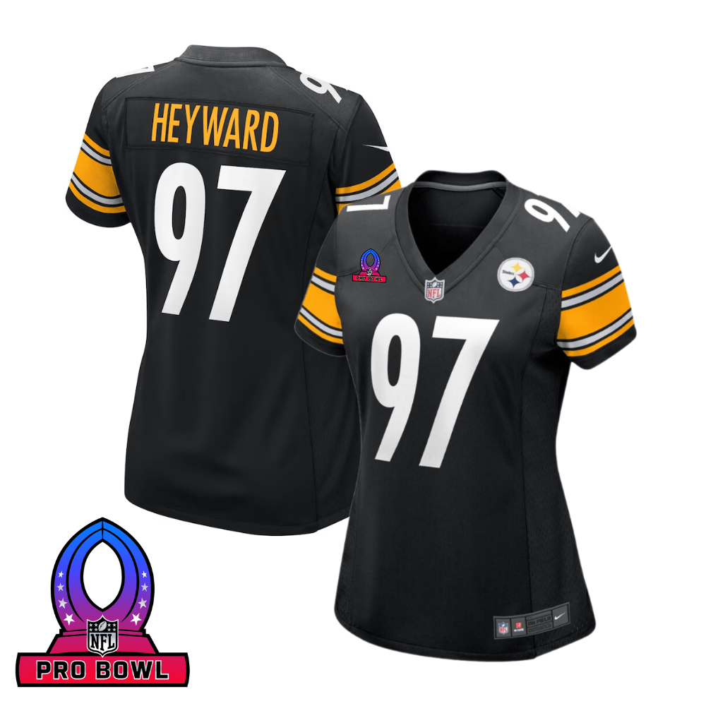 Cameron Heyward 97 Pittsburgh Steelers 2025 Pro Bowl Patch Women Game Jersey - Black JS4331 nicesnker