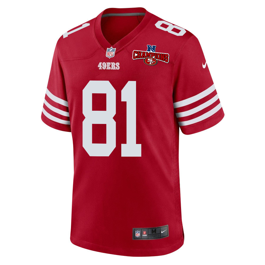 Cameron Latu 81 San Francisco 49ers NFC Champions Patch Game Men Jersey - Scarlet JS5746 nicesnker - Image 2