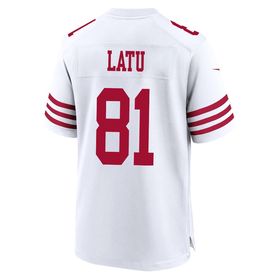 Cameron Latu 81 San Francisco 49ers NFC Champions Patch Game Men Jersey - White JS7542 nicesnker - Image 3