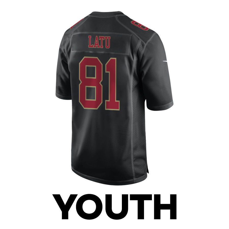 Cameron Latu 81 San Francisco 49ers Super Bowl LVIII Patch Fashion Game YOUTH Jersey - Carbon Black JS8441 nicesnker - Image 3