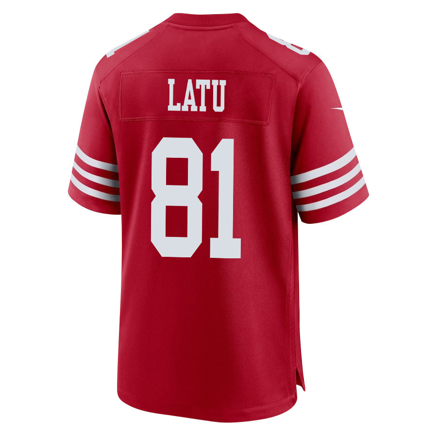 Cameron Latu 81 San Francisco 49ers Super Bowl LVIII Patch Game Men Jersey - Scarlet JS8503 nicesnker - Image 3