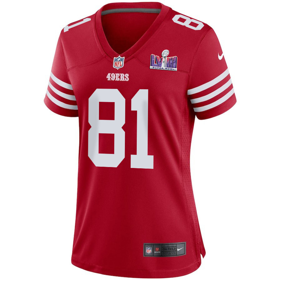 Cameron Latu 81 San Francisco 49ers Super Bowl LVIII Patch Game Women Jersey - Scarlet JS6915 nicesnker - Image 2