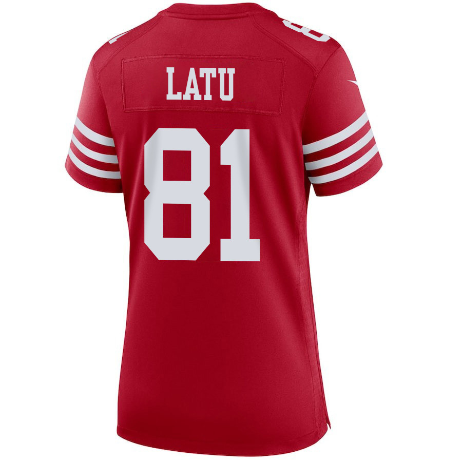 Cameron Latu 81 San Francisco 49ers Super Bowl LVIII Patch Game Women Jersey - Scarlet JS6915 nicesnker - Image 3