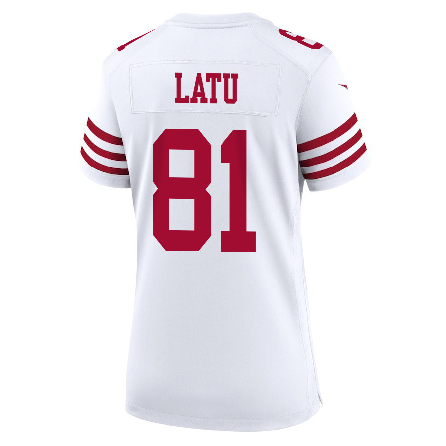 Cameron Latu 81 San Francisco 49ers Super Bowl LVIII Patch Game Women Jersey - White JS8664 nicesnker - Image 3