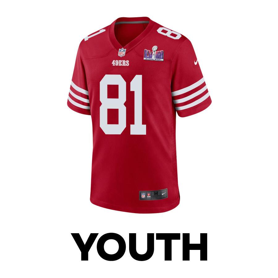 Cameron Latu 81 San Francisco 49ers Super Bowl LVIII Patch Game YOUTH Jersey - Scarlet JS6151 nicesnker - Image 2