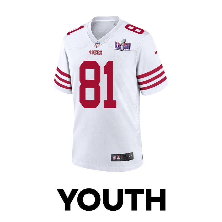 Cameron Latu 81 San Francisco 49ers Super Bowl LVIII Patch Game YOUTH Jersey - White JS5448 nicesnker - Image 2